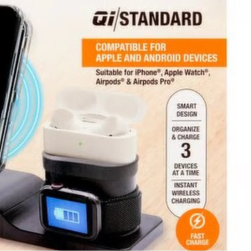 3-in-1 Wireless Charging Stand - Black‎